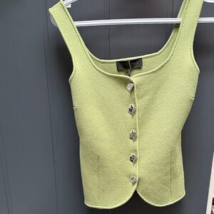 Zara Light Green Textured Sleeveless Blouse